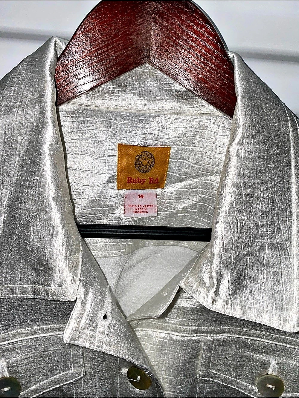 Ruby Rd Metallic Button Front Jacket Size 14 Like New - Picture 4 of 7